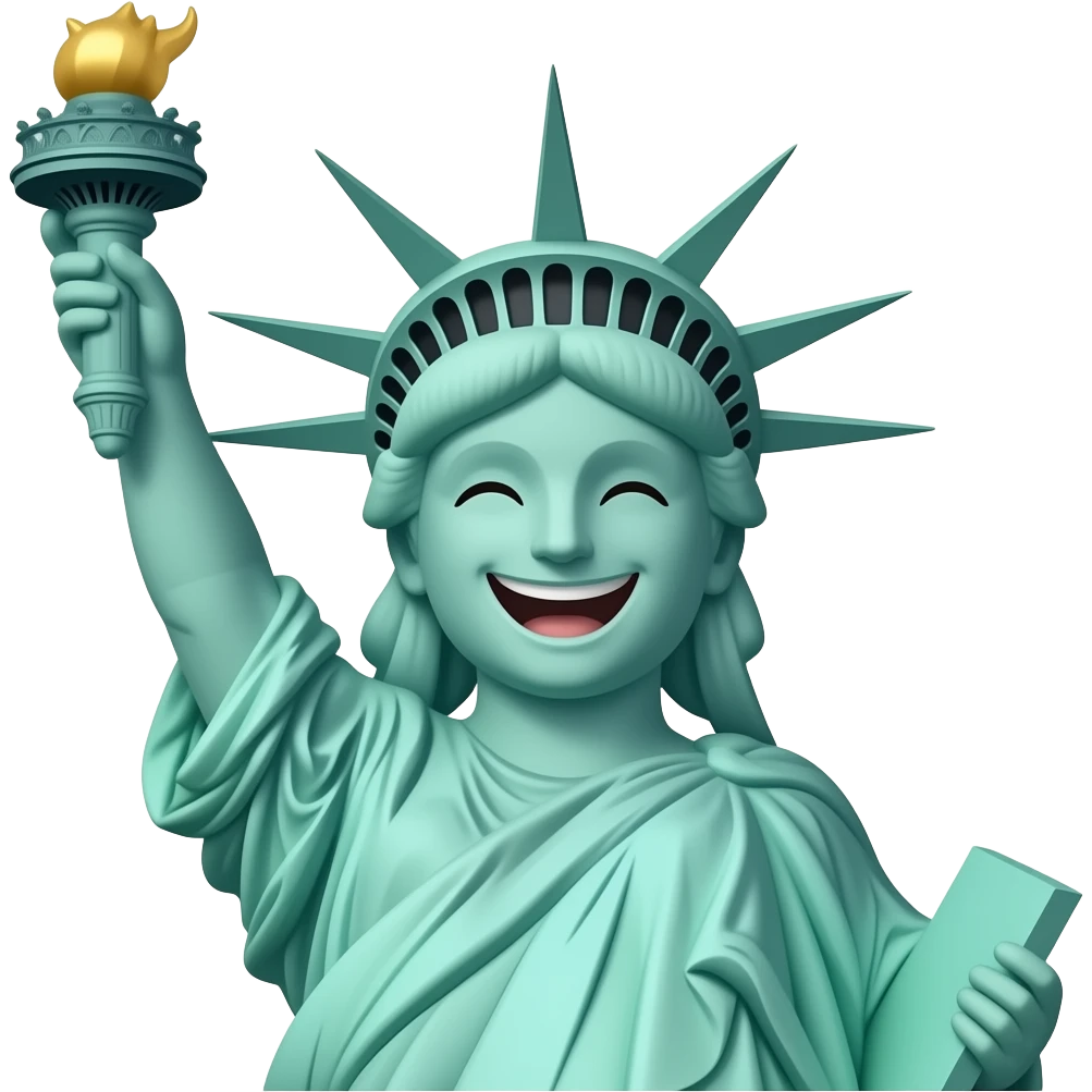 statue of liberty laughing saying good morning dear emoji