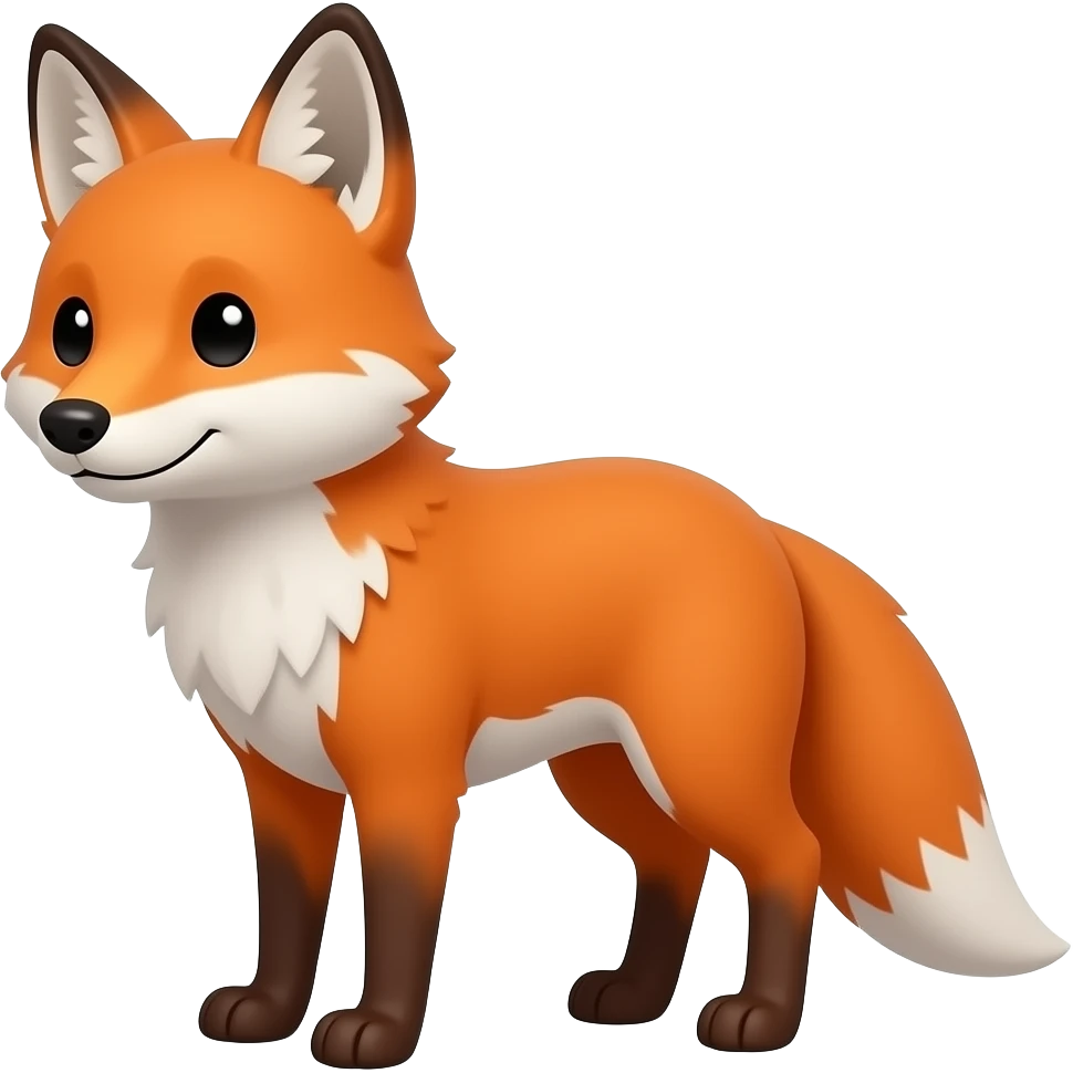 fox with black dots for eyes its head at 3/4 with a full body emoji