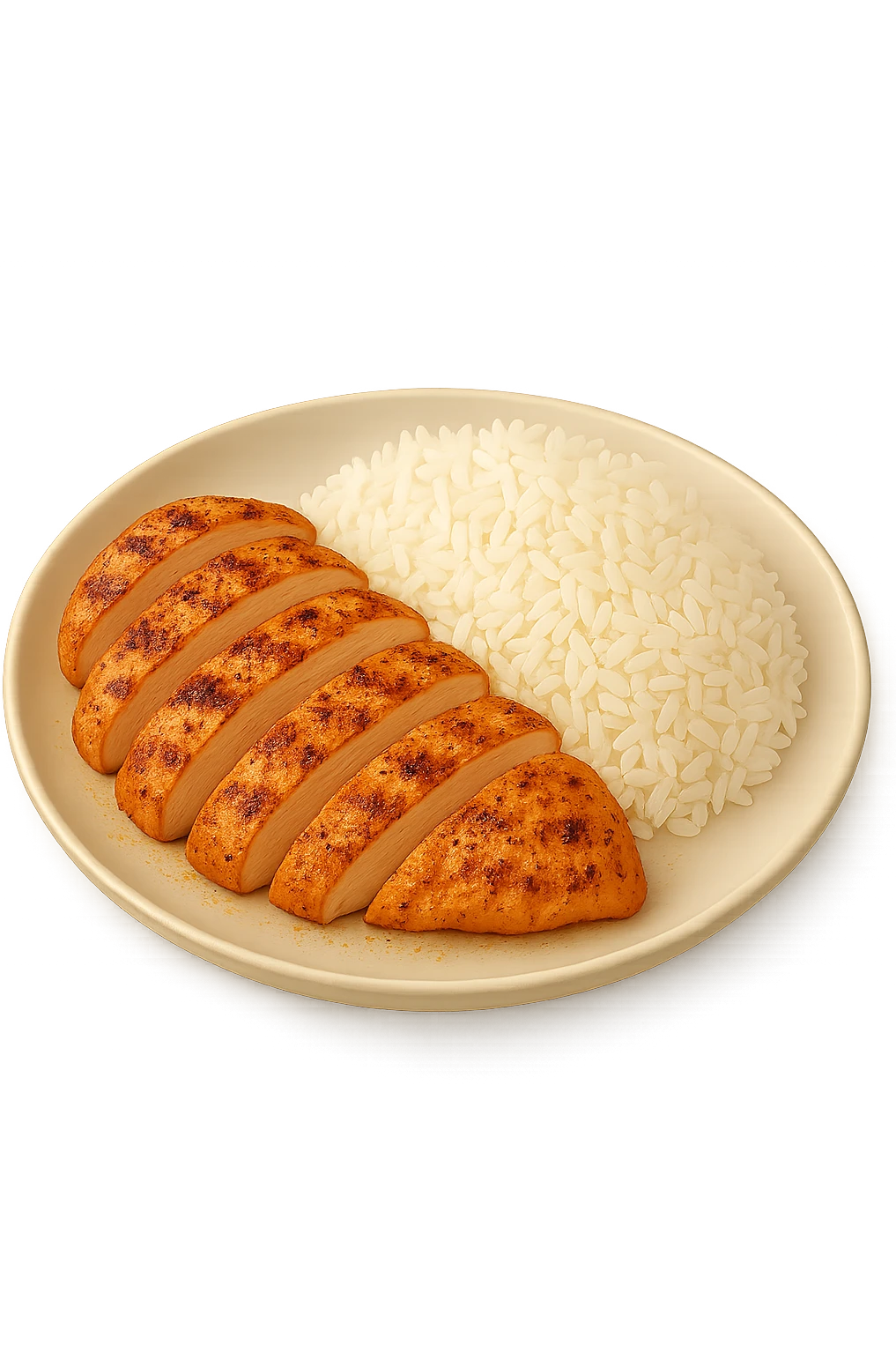 Riso con pollo cucinato su un piatto emoji