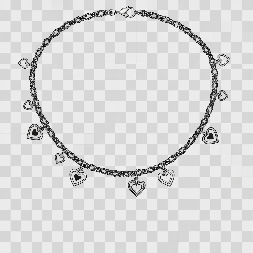 goth heart chain, cute, expressive, minimal, transparent background emoji