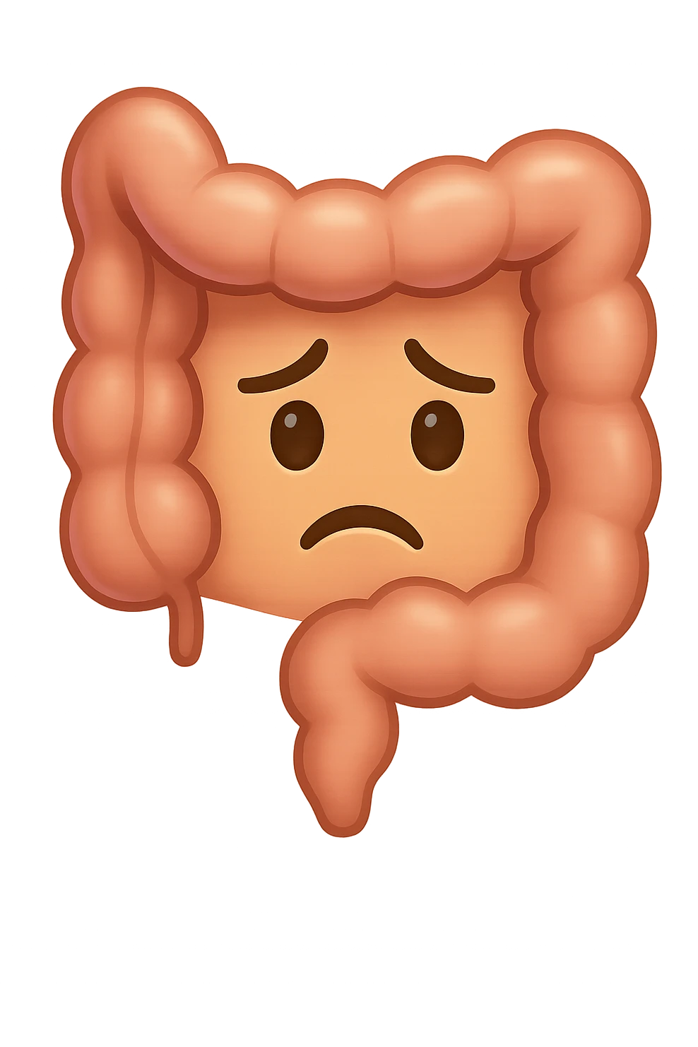 emoji stile iphone di un intestino con mal di pancia, espressione preoccupata emoji
