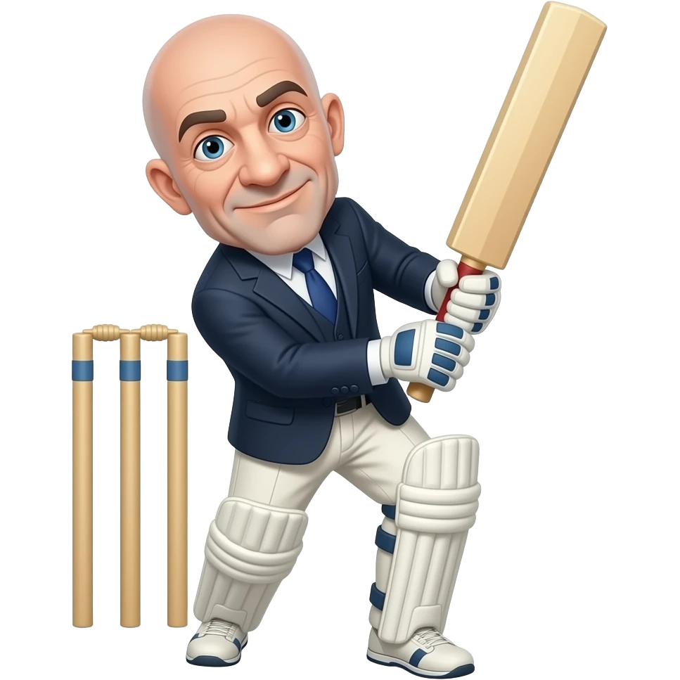 adams family Uncle fester playing cricket, bald head emoji