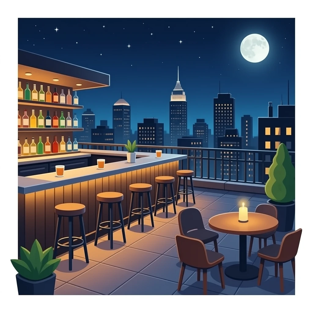 High Bar: 3D emoji style, glossy surface, soft shadows, white background, centered, no text, rooftop bar emoji