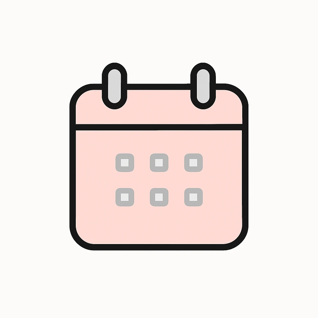 calendar icon in a pink color scheme, clean and modern style emoji