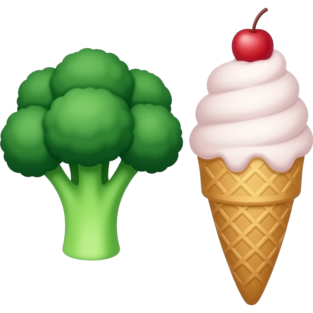 Chat coloque um 🥦 + 🍦 emoji