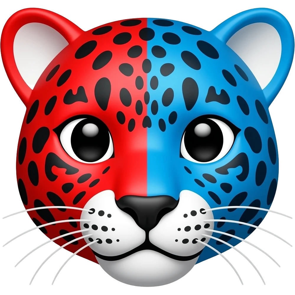 Blie half red leopard face white earholes emoji