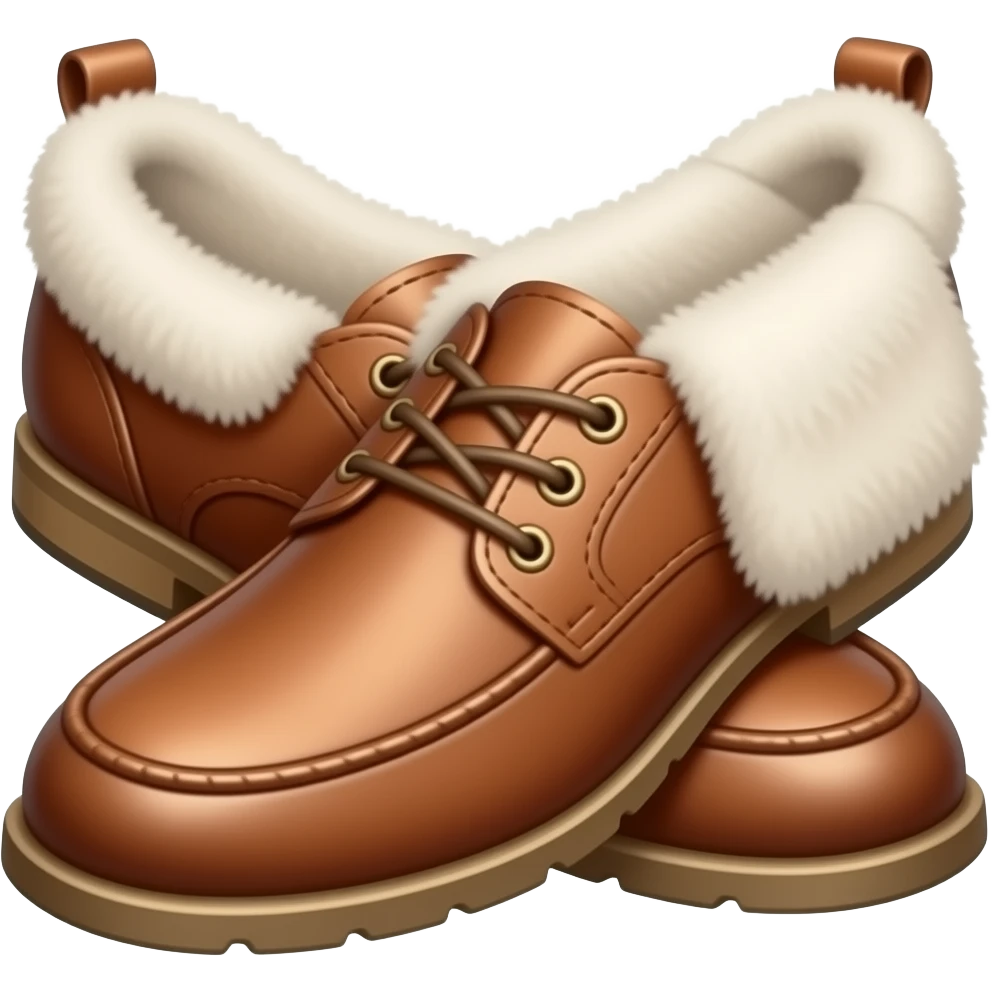 Brown shoes that has fluff in it and they're long emoji