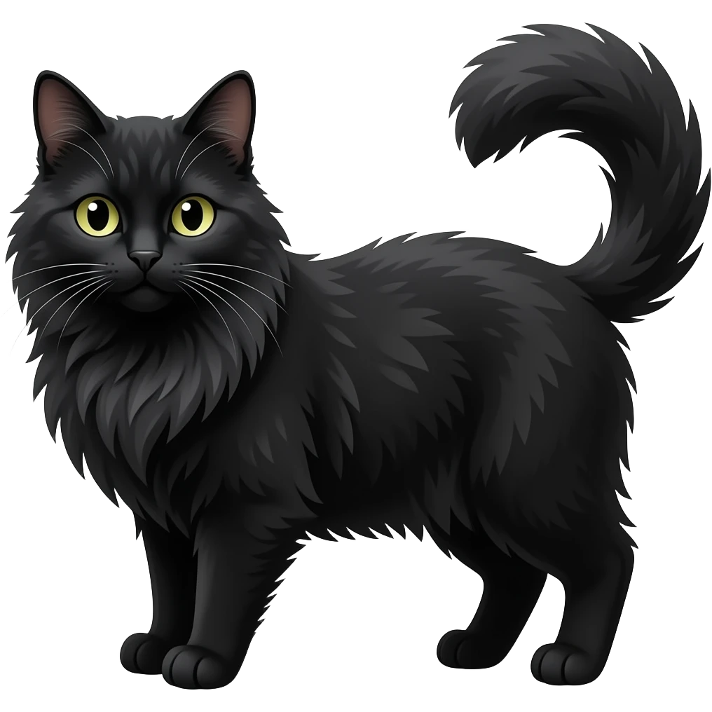 Chat noir poils long emoji