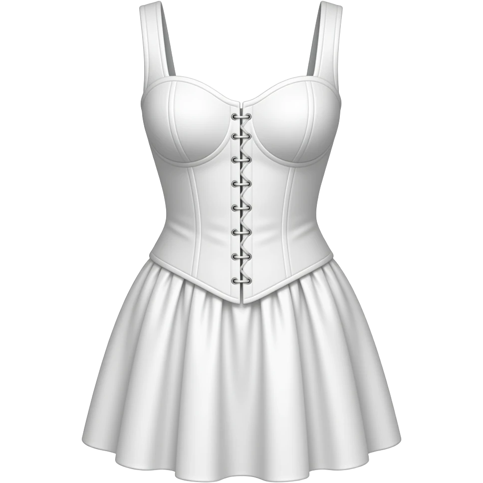 white corset mini dress with gathering in skirt, strapless and sleeveless emoji