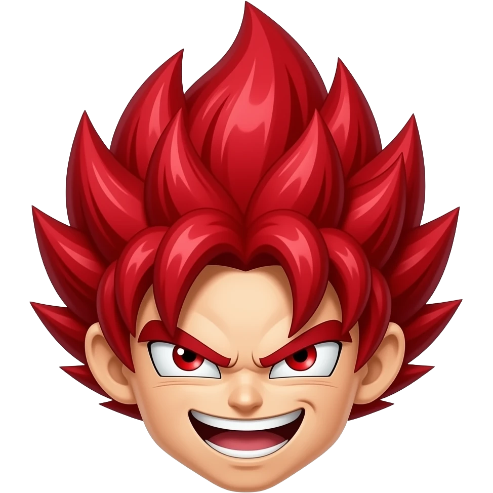 Goku super saiyan god with red hair and red eyes emoji