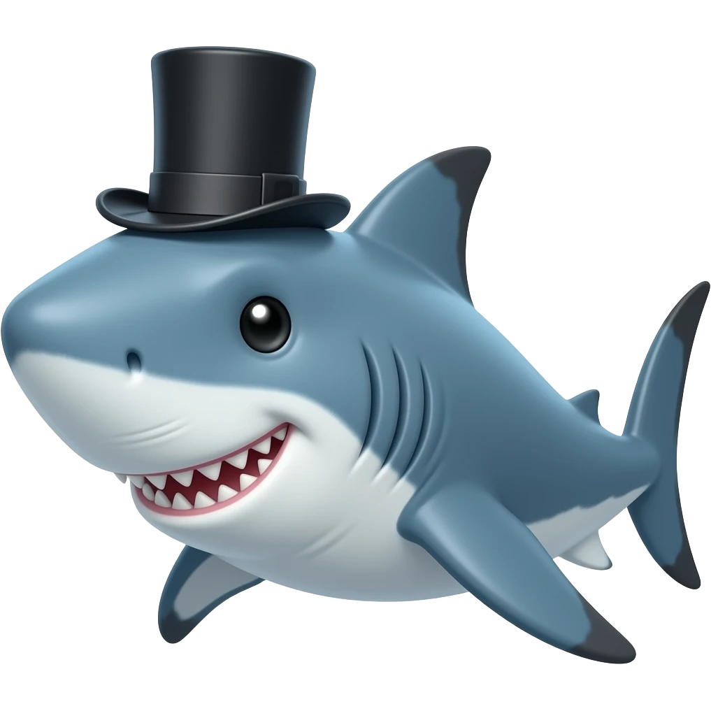 Shark with a top hat emoji