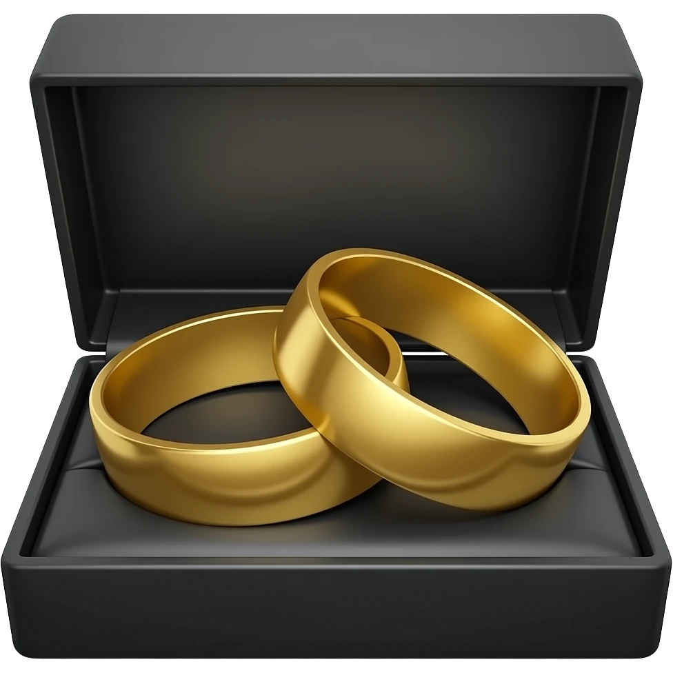 Gold Wedding bands in black box emoji