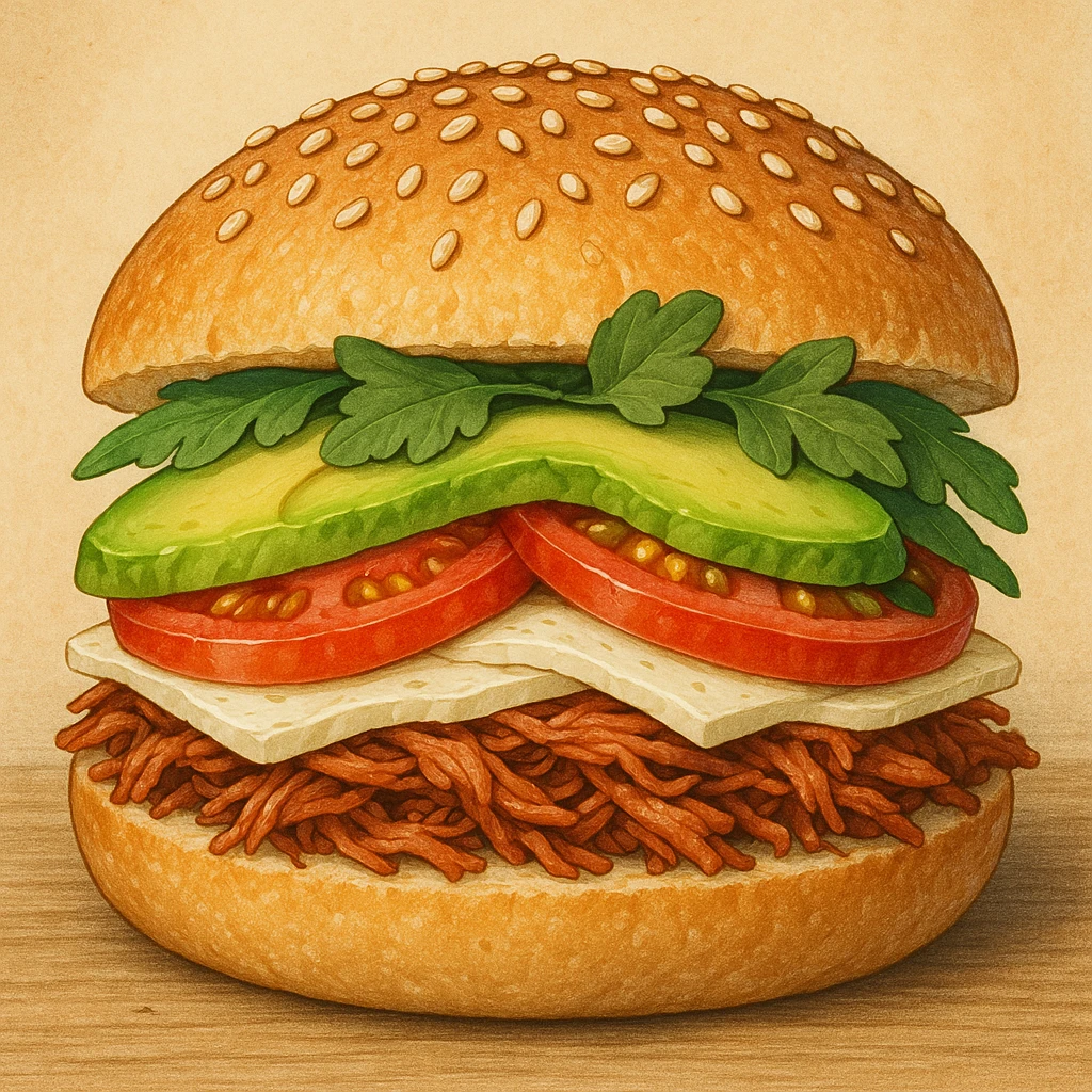 a cemita sandwich with sesame seed bun, cross-section view emoji