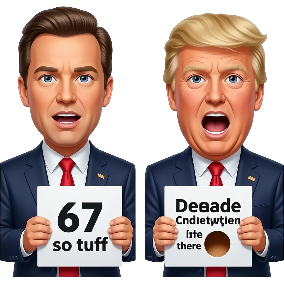 Jeffrey Epstein with the sign 67 so tuff and Donald trump showing there booty hole screaming because alot of people are living inside there bootyhole emoji