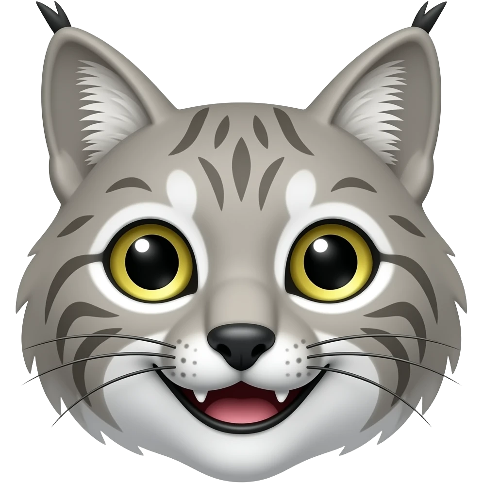 smiling gray lynx face emoji