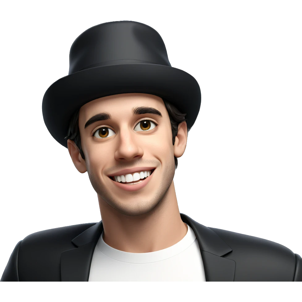 smiling boy in black outfit emoji