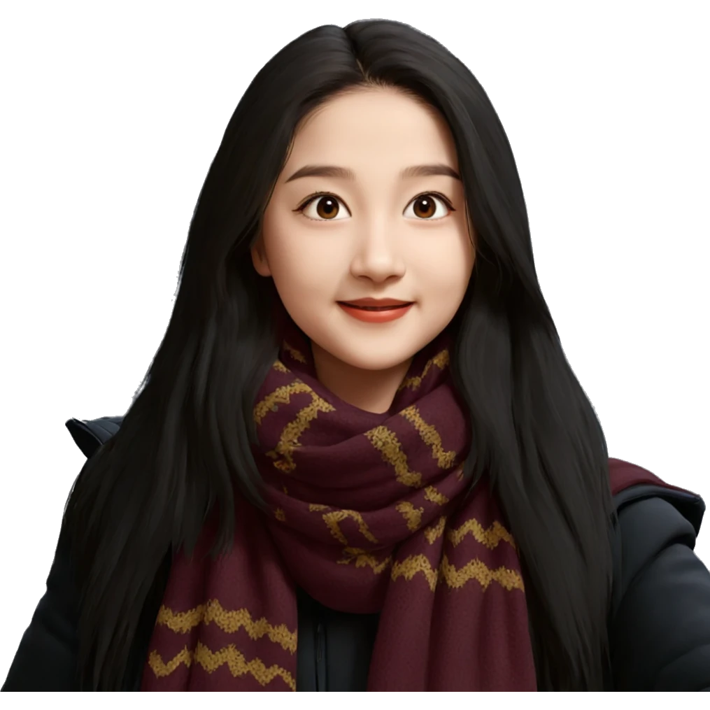 smiling girl in scarf emoji