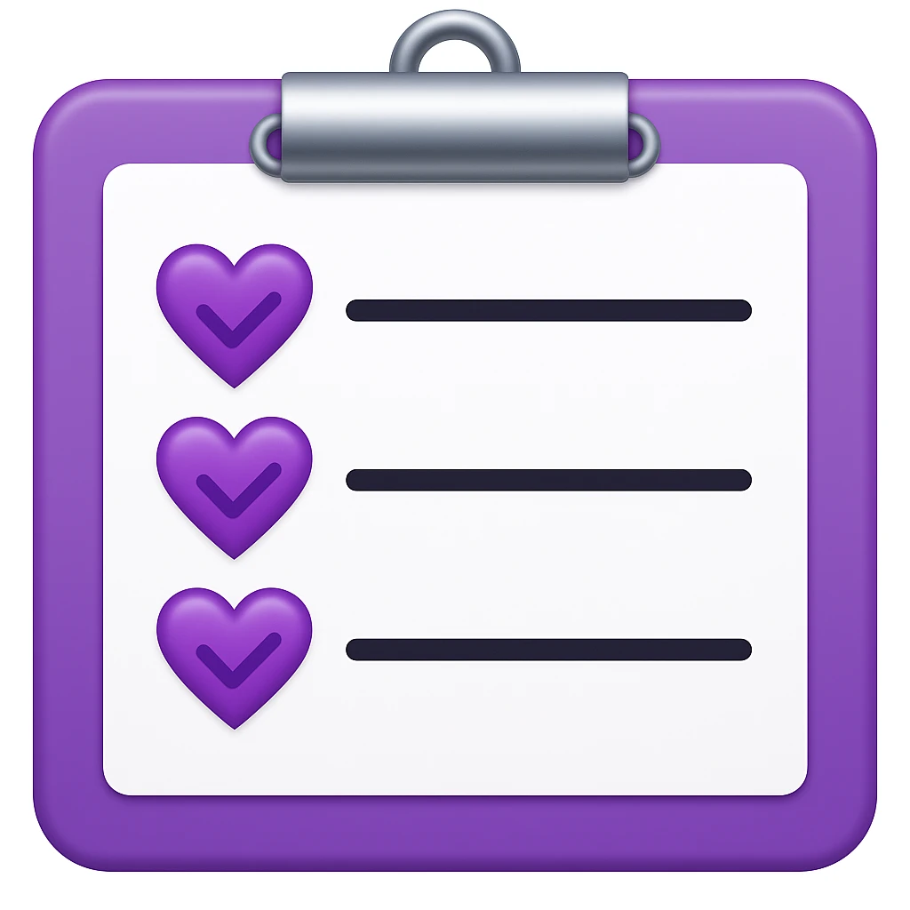 checklist purple heart emoji  emoji