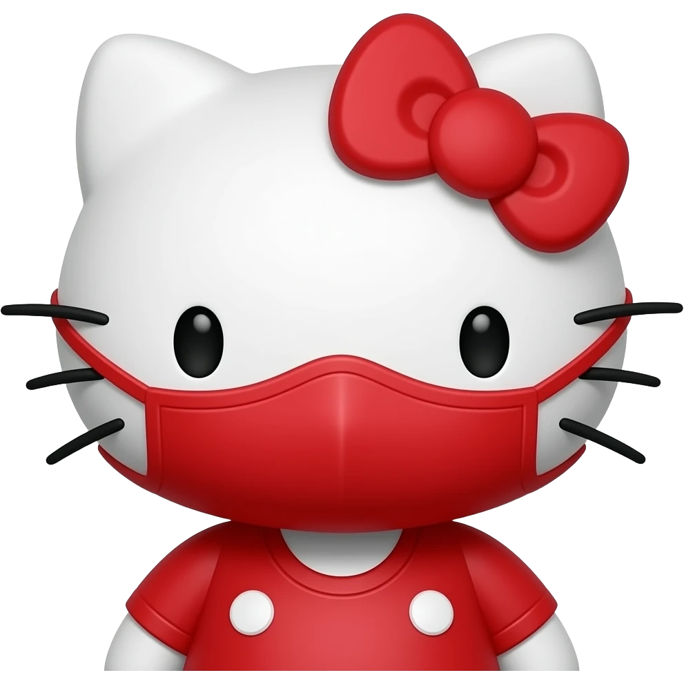 Hello Kitty wearing a face pack ( clothes are red ) only face forcus emoji