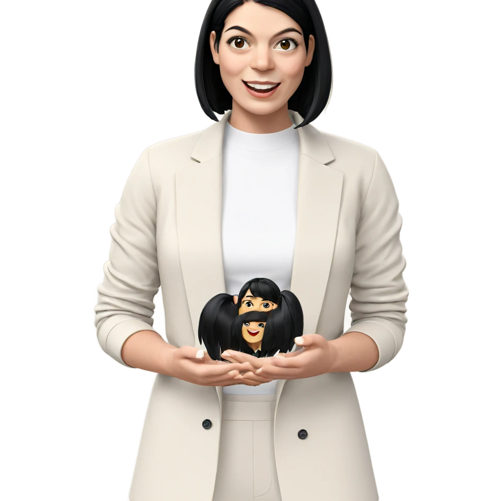 smiling girl with black hair emoji