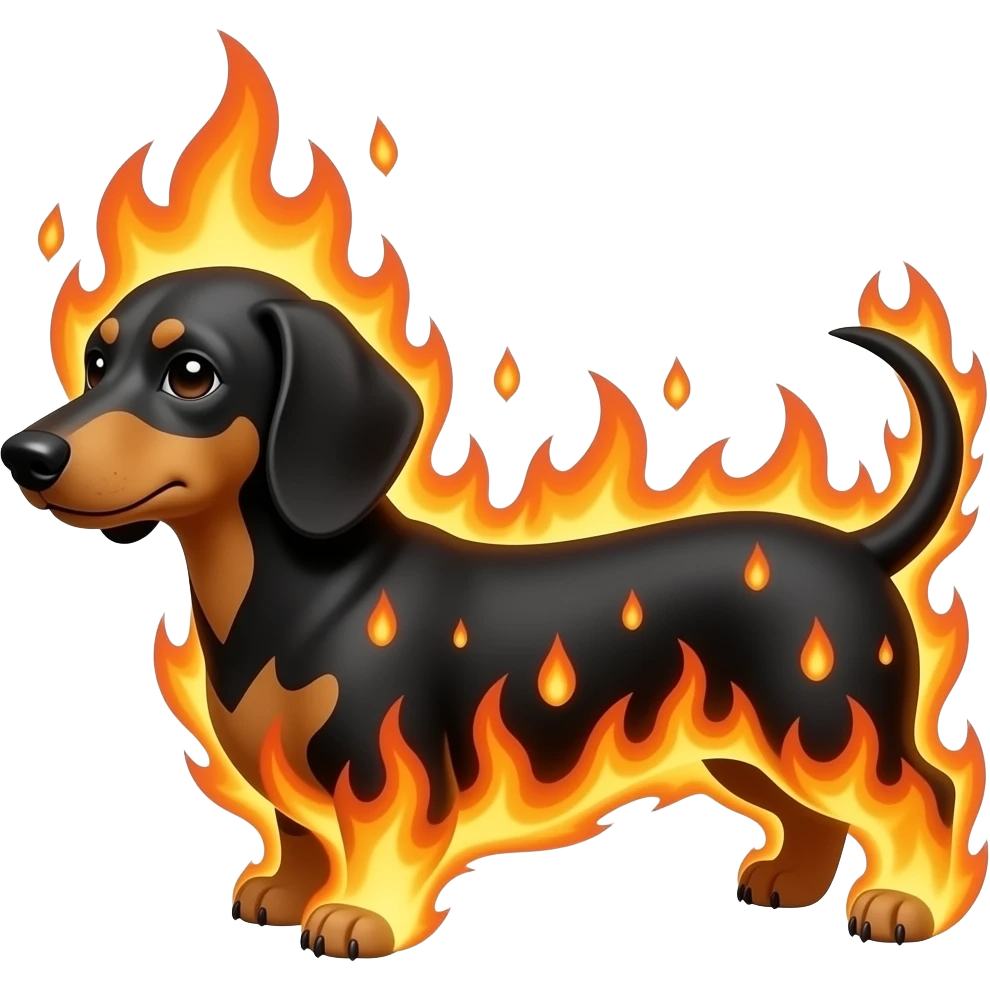 Weiner dog on fire emoji