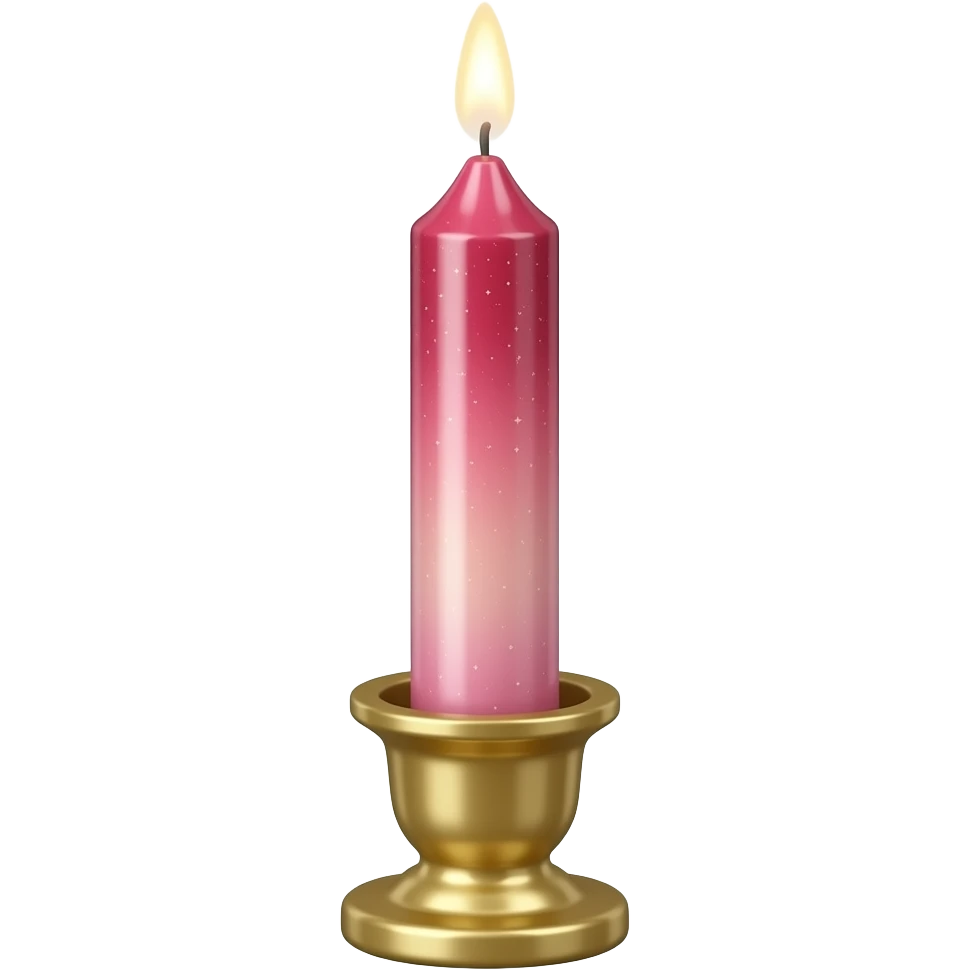elestial glossy soft smooth Thin tall neat petite cute slim dainty narrow Pastel Reddish-pinkish-gradient vintage candle in a tiny narrow gold and white candleholder emoji