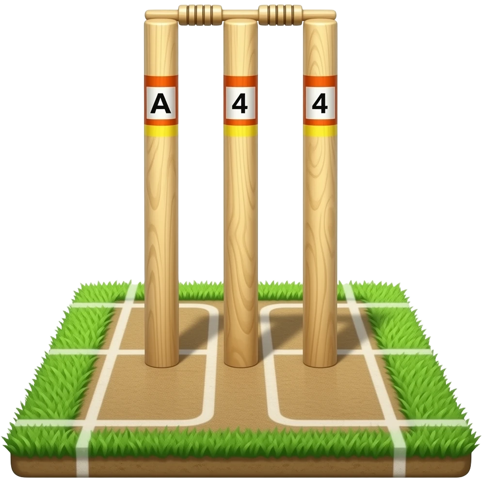 cricket stumps with pitch emoji
