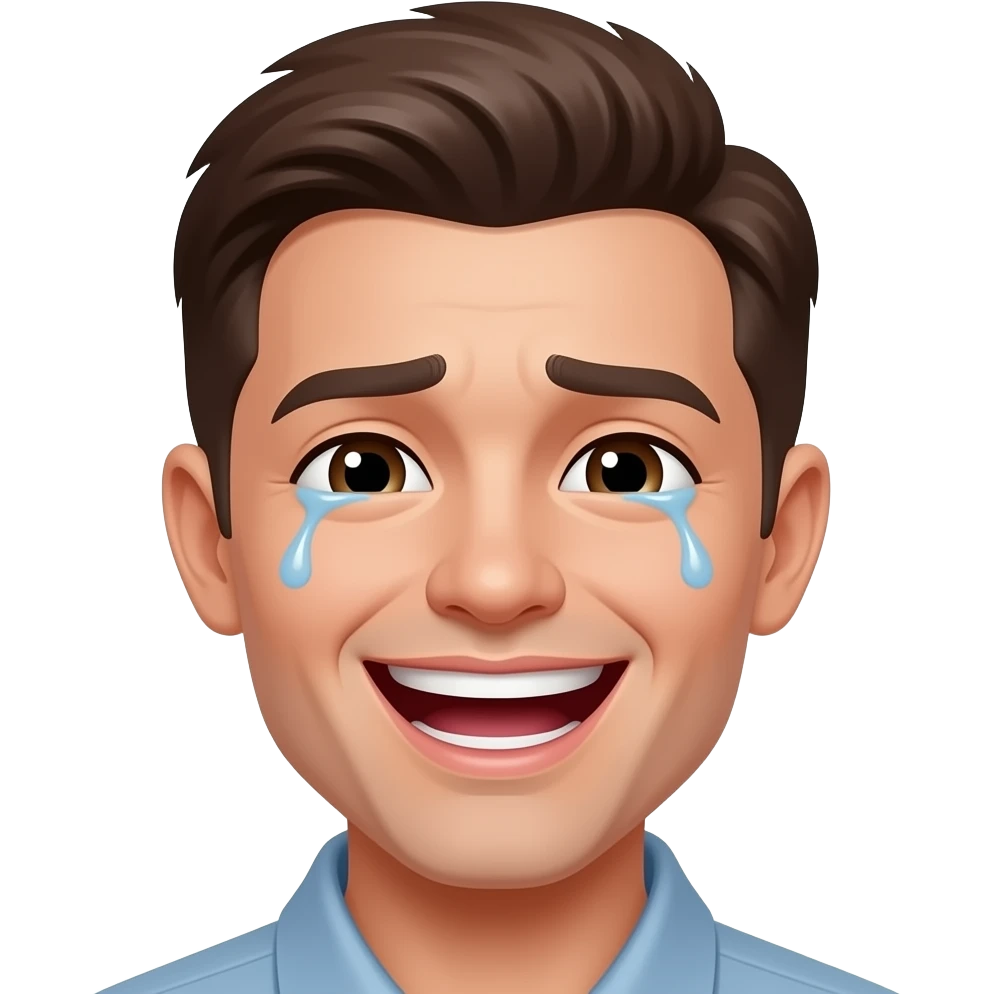 Create smile Laughing through tears, it's a little bit sad and happy, like bi-polar emoji