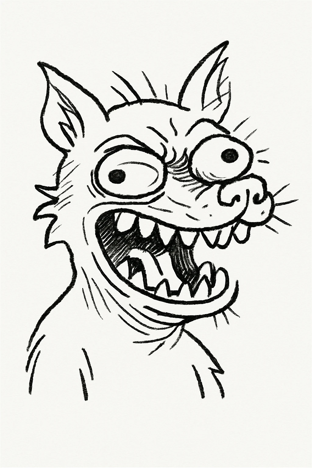 an animal with an Italian brainrot meme vibe, exaggerated expression, silly and chaotic, cartoon style emoji