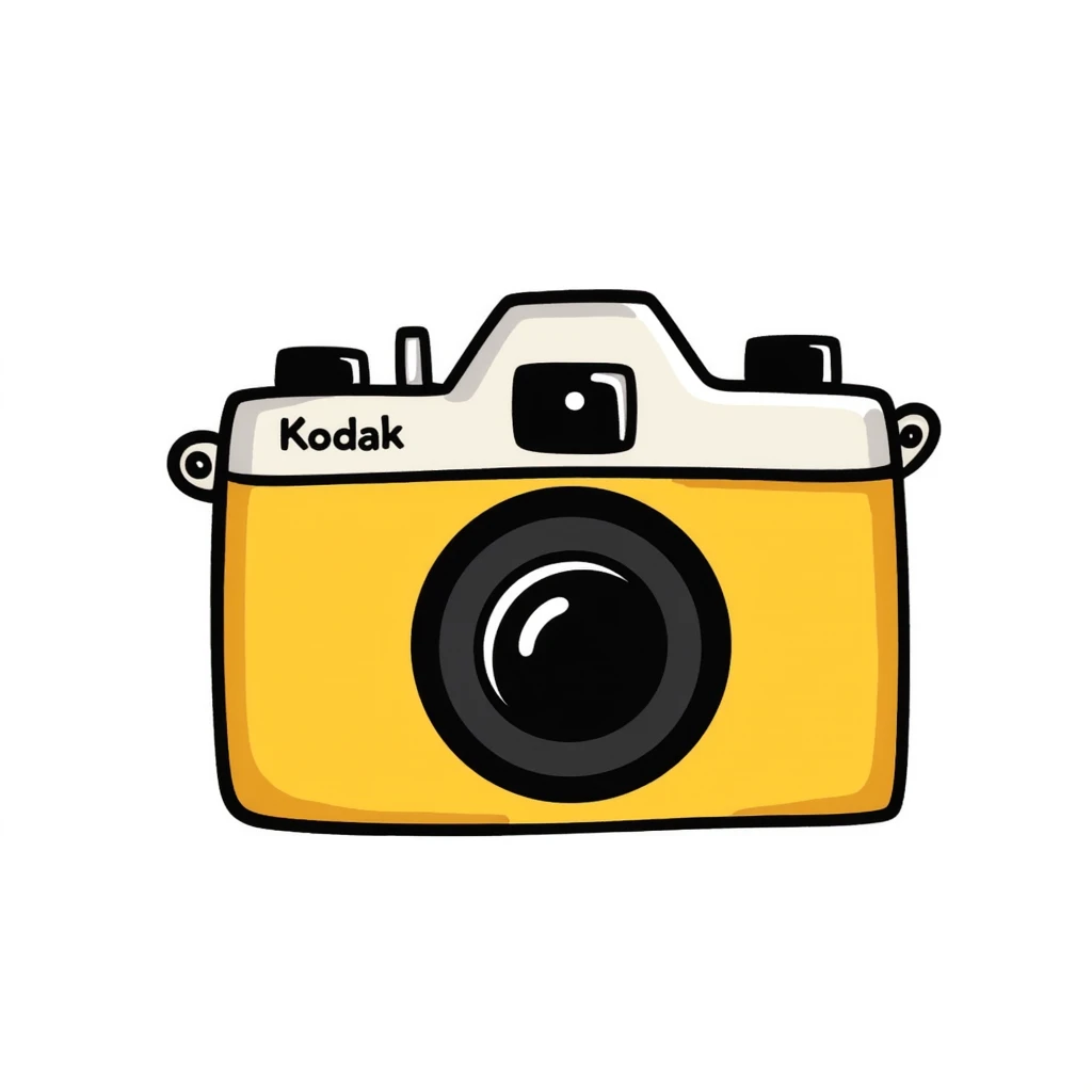 Hand-drawn vintage Kodak camera with yellow casing emoji