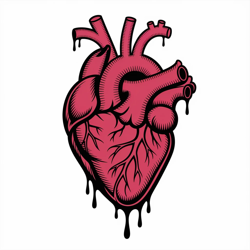 realistic gothic heart with dripping black paint emoji