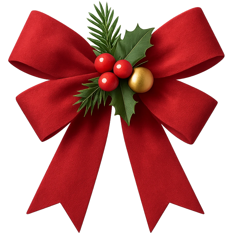 Christmas bow with decoration , remove background emoji