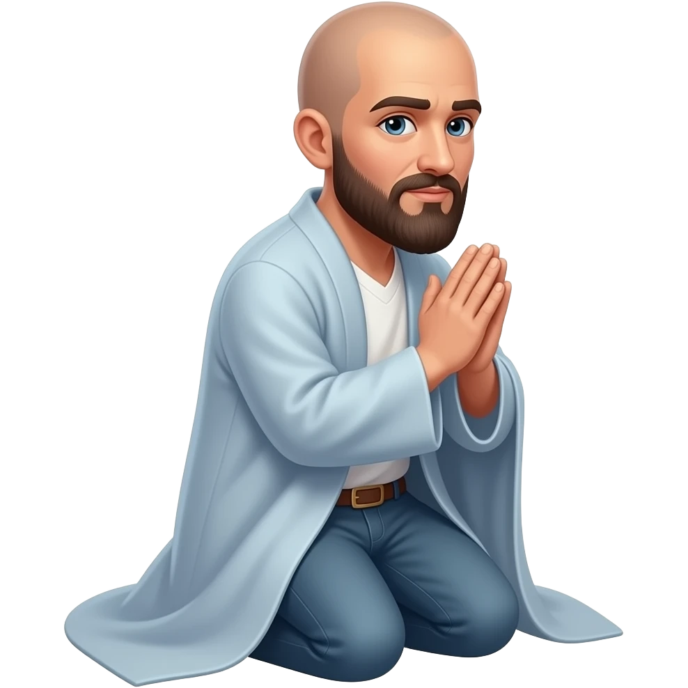 bald man goatee kneeling prayer emoji