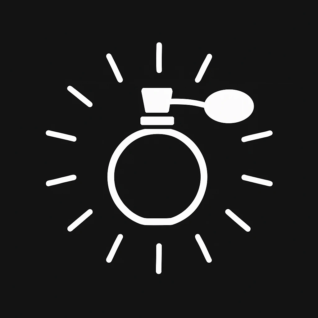 white Vector minimalistic and elegant icon of sun shaped perfume black solid background emoji