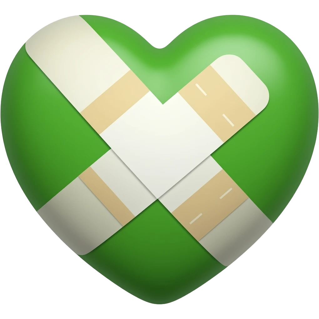 Green heart with bandage emoji