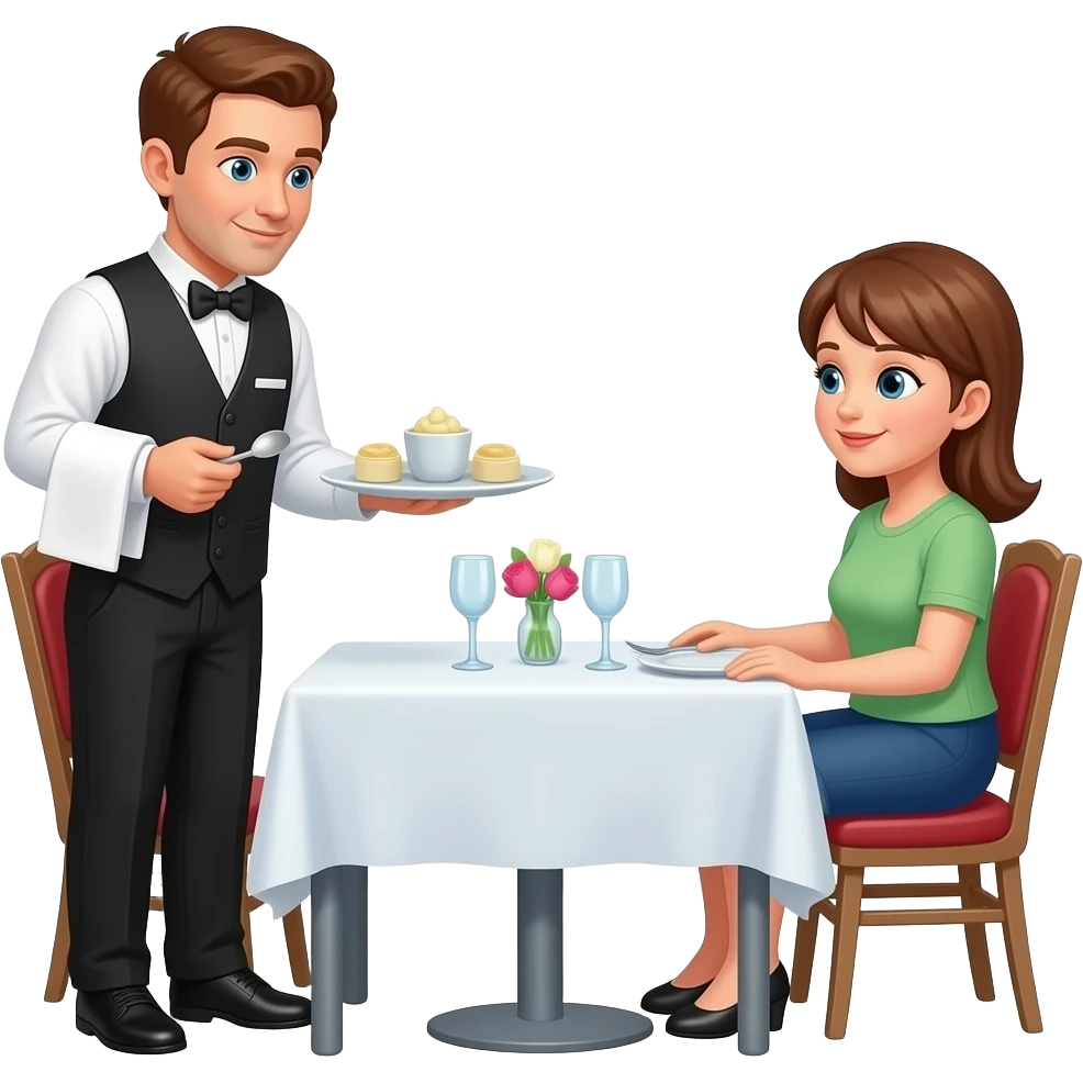 Waiter taking an order to a table emoji