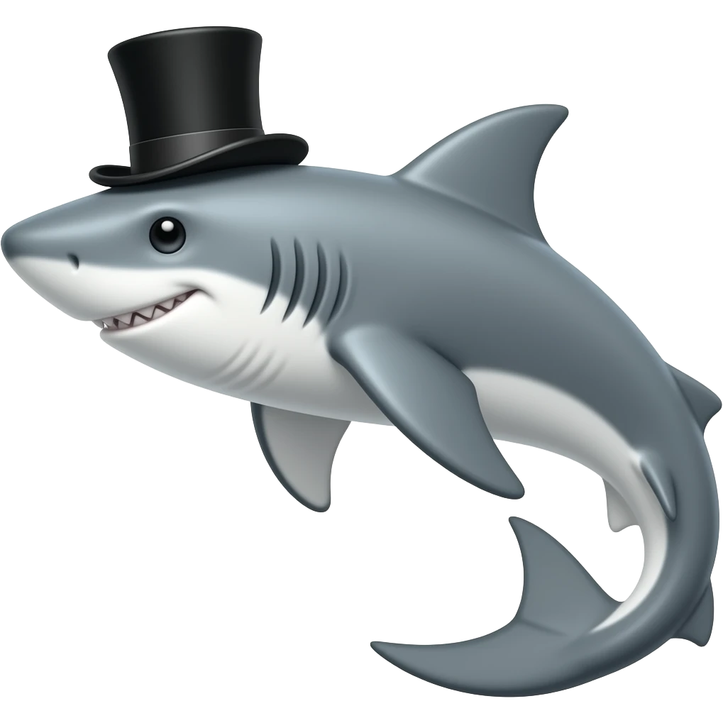 Shark with a top hat emoji