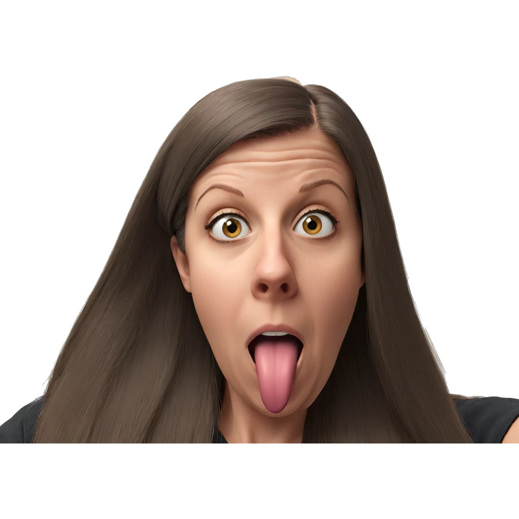 girl with long hair tongue out emoji