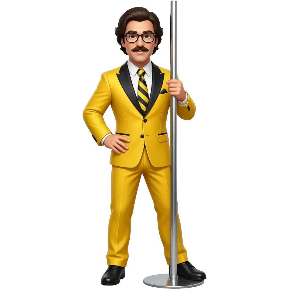 Male drag queen in a borat suit on a stripper pole emoji