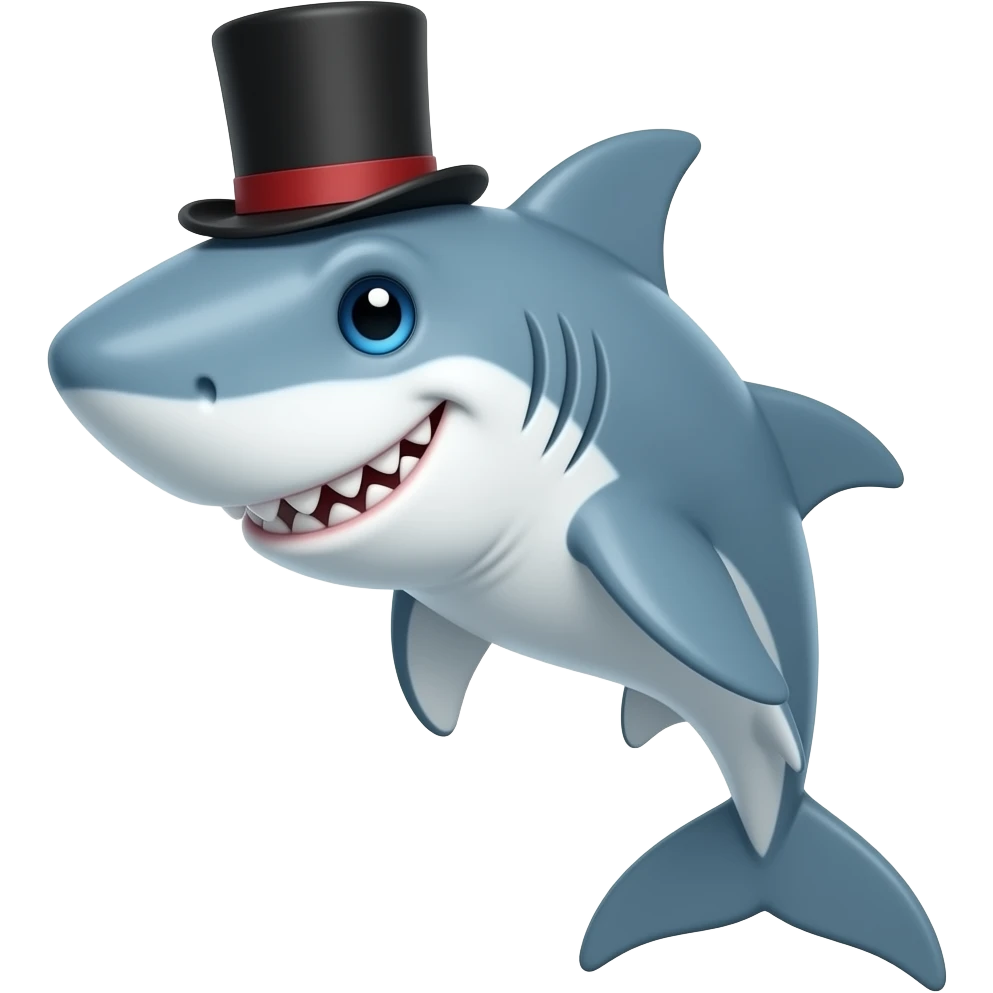 Shark with a top hat emoji