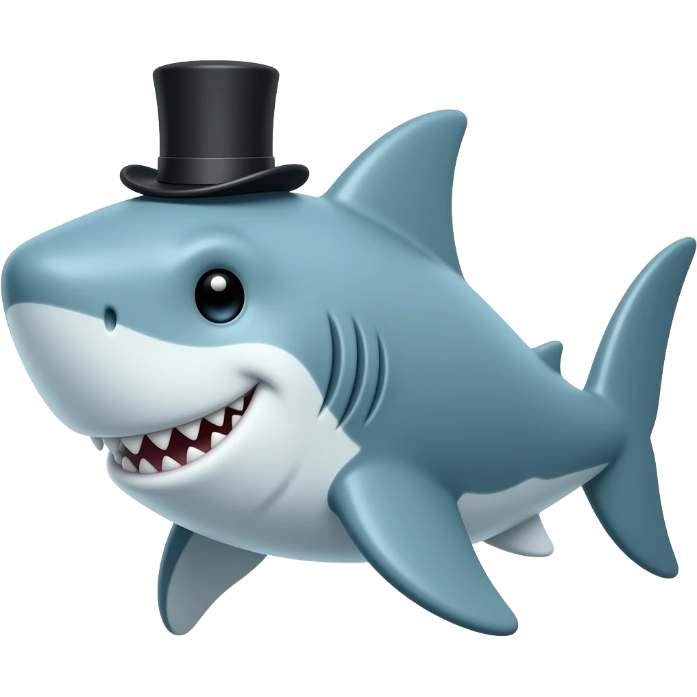 Shark with a top hat emoji