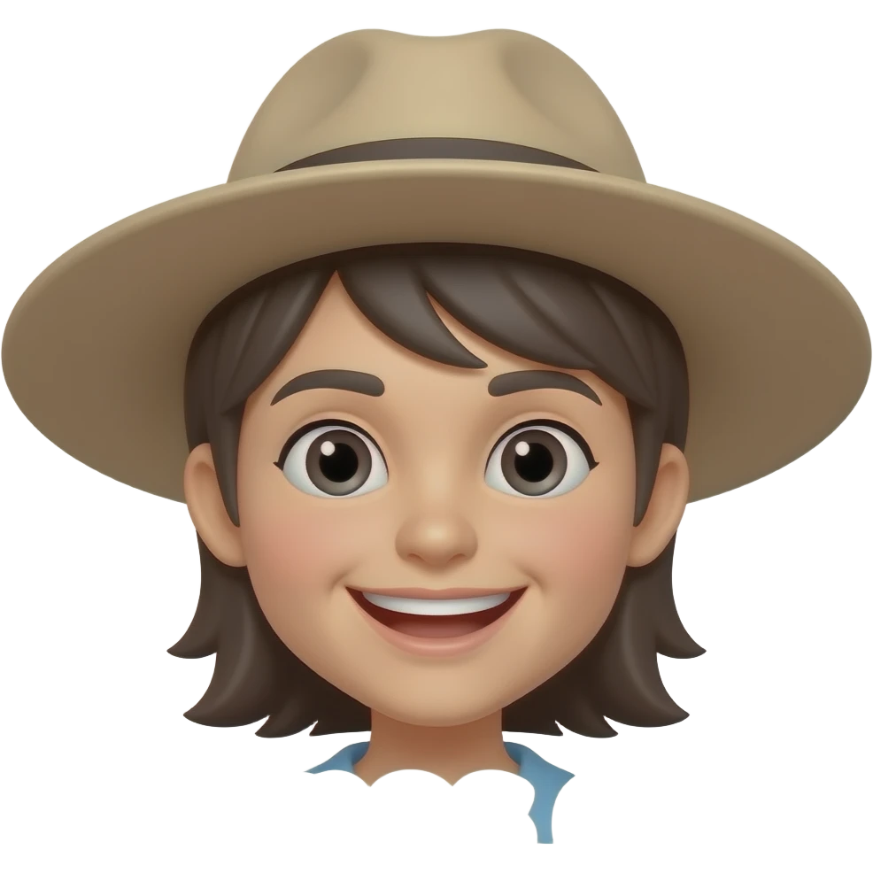 crea un emoji feliz con buenos dias y que lleve sombrero , usa el logo que subi emoji