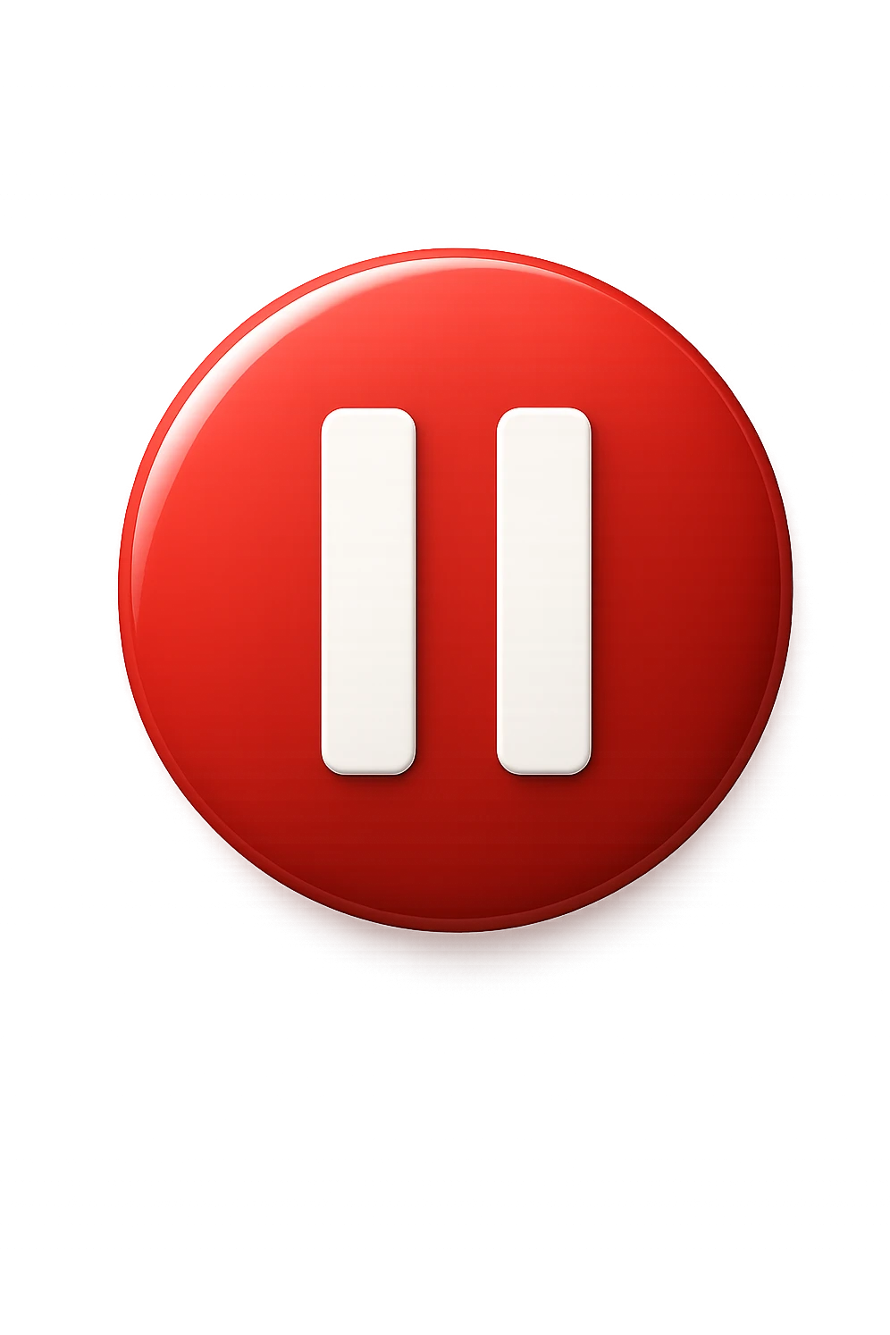 emoji stile iphone di un  simbolo di pausa in un cerchio rosso, iperrealistico 4k emoji