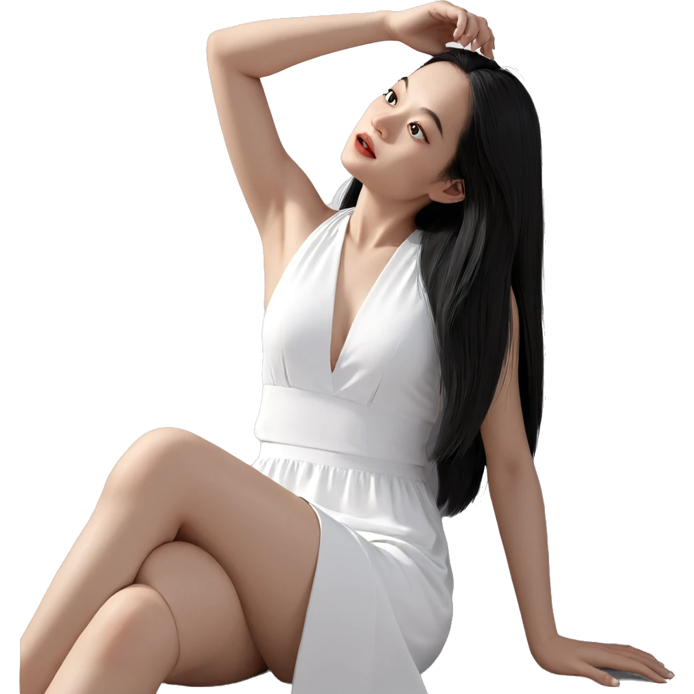 girl in white dress sitting emoji