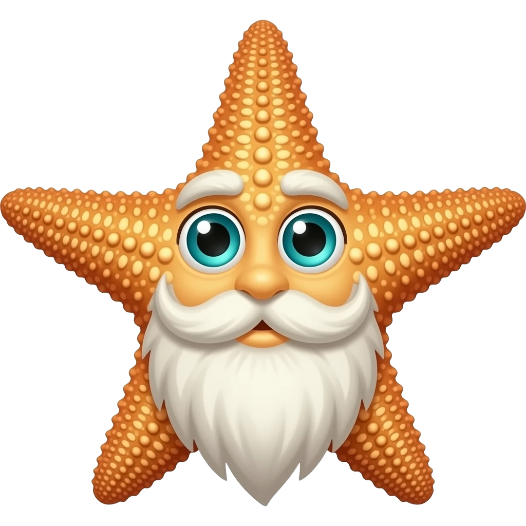 Starfish with beard and blue green eyes emoji