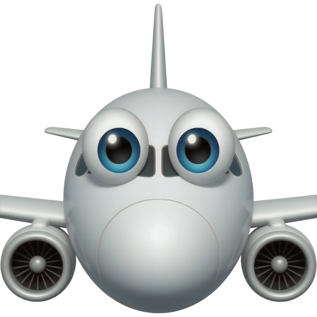 Airplane with cute eyes emoji