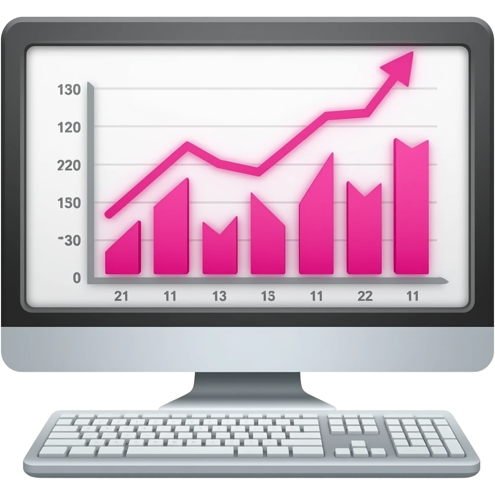 computer showing data analysis pink data analyse emoji