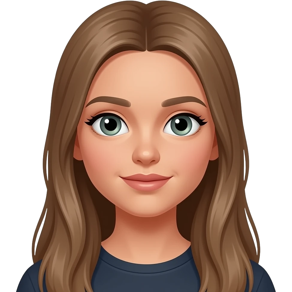 17 year old girl with very long straight light brown hair, grey-green eyes, tan skin emoji
