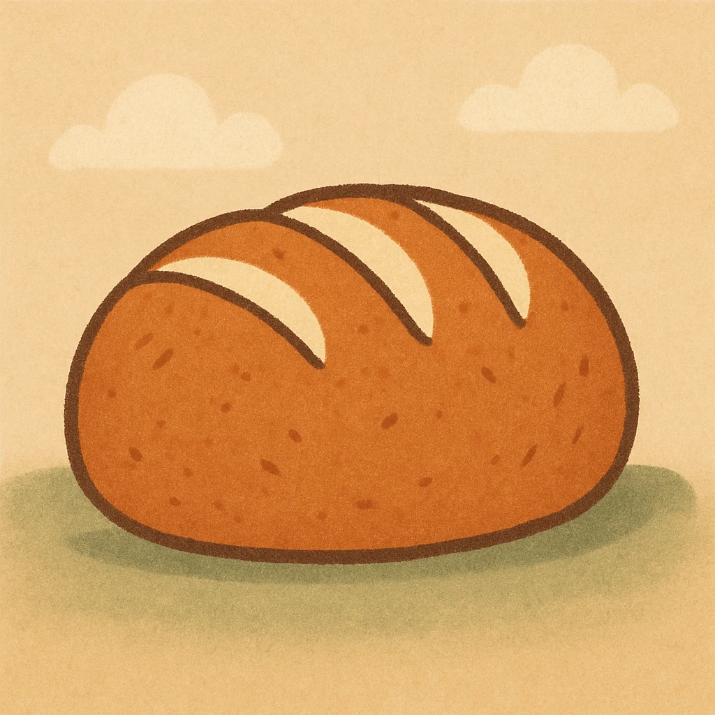 a loaf of bread, warm and inviting, flat warm colors illustration emoji