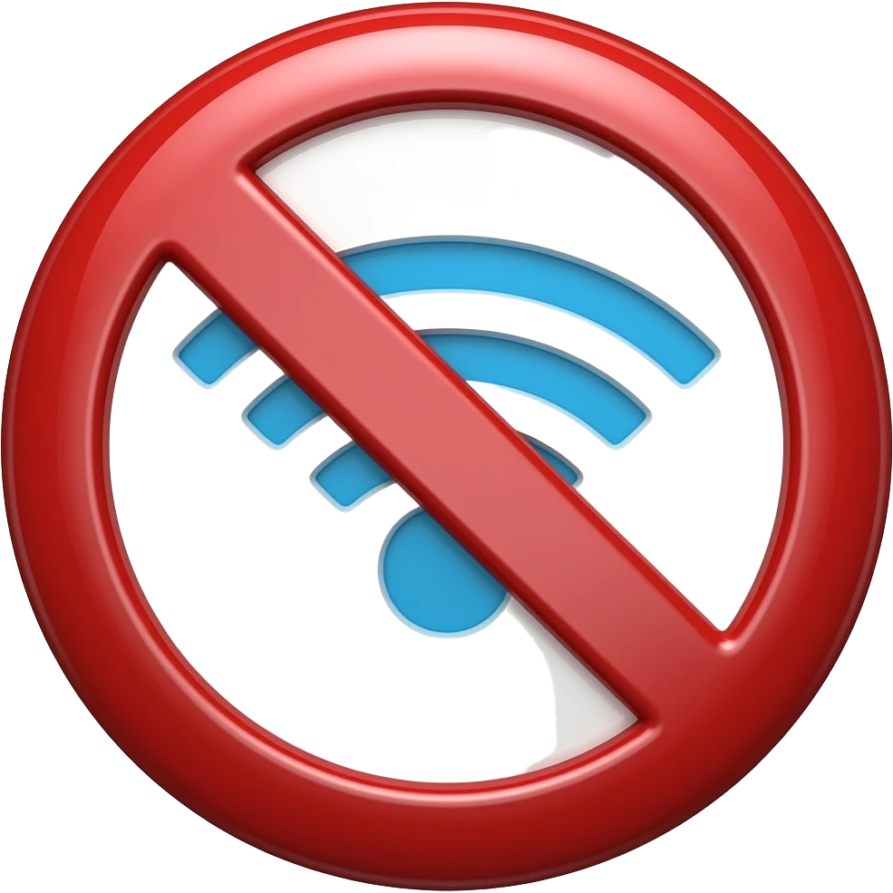 Big F Letter with no-wifi signal in the background emoji